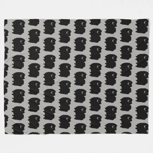 Niedliches Schwarzer Spitz-Hunde-Muster Fleecedecke (Vorderseite (Horizontal))