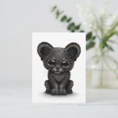 Niedliches schwarzes Baby Panther Cube auf Weiß Postkarte (Stehend Vorderseite)