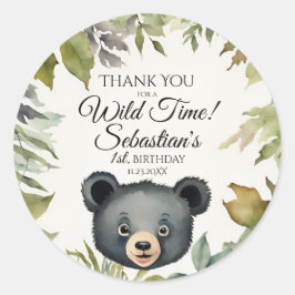 Niedliches Schwarzes Bär Woodland Vielen Dank zum Runder Aufkleber