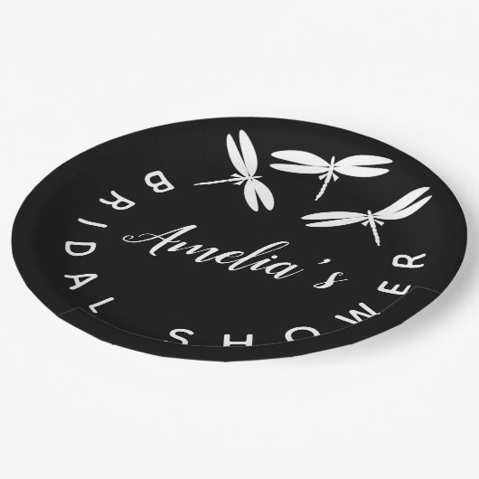 Niedliches schwarzes Brautparty Pappteller (Schrägansicht)