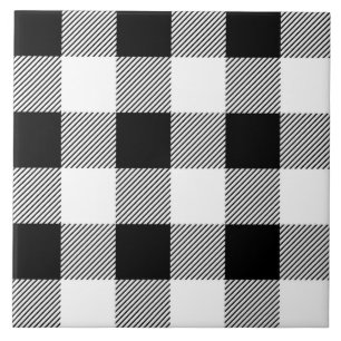 niedliches schwarzes Büffel-kariertes Muster Fliese