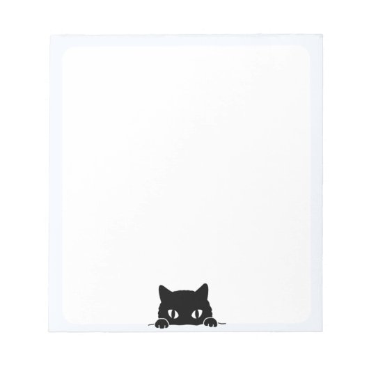 Niedliches schwarzes Cat Peeking Notepad Notizblock (Vorderseite)