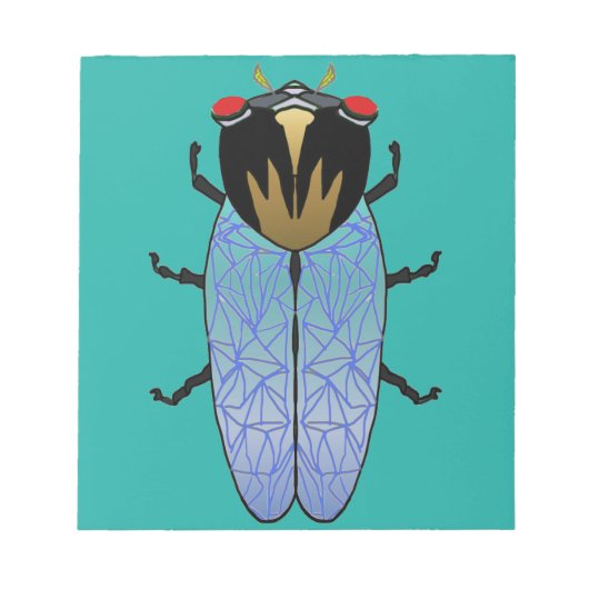 Niedliches Schwarzes Cicada Notizblock (Vorderseite)