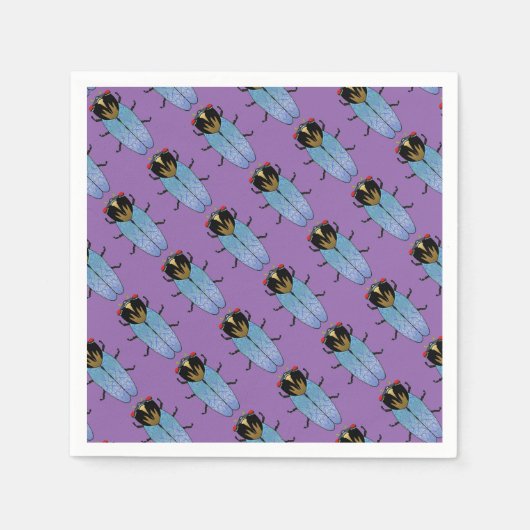 Niedliches Schwarzes Cicada Serviette (Vorderseite)