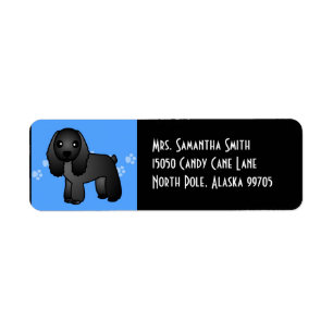 Niedliches schwarzes Cockerspaniel-Cartoon-Blau