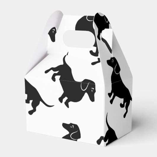 Niedliches Schwarzes Dackel Muster Geschenkschachtel (Rückseite)