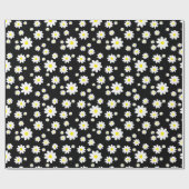 Niedliches schwarzes Daisy-Musterpapier Geschenkpapier (Flach)
