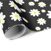 Niedliches schwarzes Daisy-Musterpapier Geschenkpapier (Rolleneckpunkt)