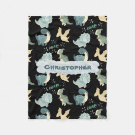 Niedliches Schwarzes Dinosaurier-Muster Fleecedecke