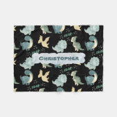 Niedliches Schwarzes Dinosaurier-Muster Fleecedecke (Vorderseite (Horizontal))