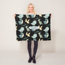 Niedliches Schwarzes Dinosaurier-Muster Fleecedecke