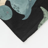 Niedliches Schwarzes Dinosaurier-Muster Fleecedecke (Ecke)
