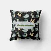 Niedliches Schwarzes Dinosaurier-Muster Kissen (Rückseite)