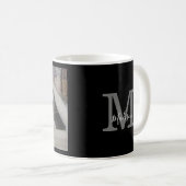 Niedliches Schwarzes Foto Monogramm Name Schwarz Kaffeetasse (VorderseiteRechts)