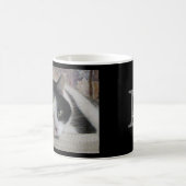 Niedliches Schwarzes Foto Monogramm Name Schwarz Kaffeetasse (Mittel)