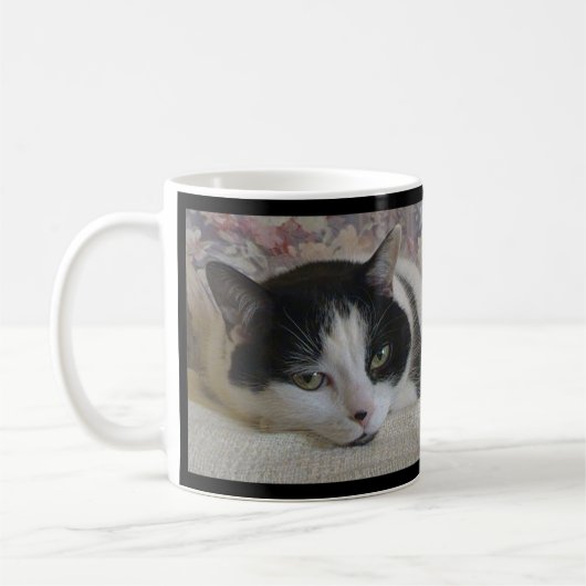 Niedliches Schwarzes Foto Monogramm Name Schwarz Kaffeetasse (Links)