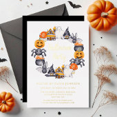 Niedliches Schwarzes Glück Halloween Illustration Folieneinladung