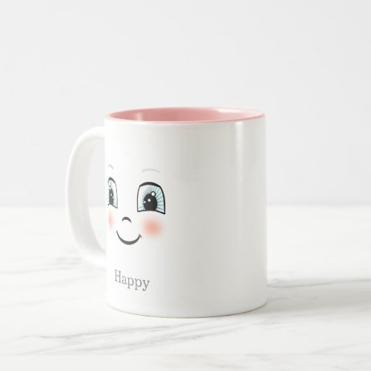 Niedliches, schwarzes, glückliches Gesicht auf der Zweifarbige Tasse (Vorderseite Links)