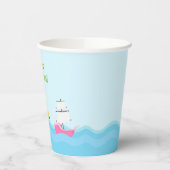 Niedliches Schwarzes Haar Piratenmädchen in Rosa G Pappbecher (Links)