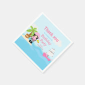 Niedliches Schwarzes Haar Piratenmädchen in Rosa G Serviette (Ecke)