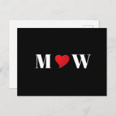 Niedliches Schwarzes Herzpaar Initialen Monogramm Feiertagspostkarte (Vorne/Hinten)