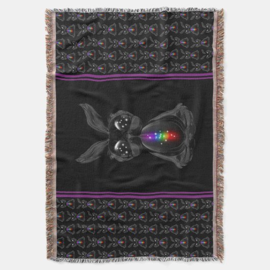 Niedliches Schwarzes Kaninchen mit Chakra-Rainbow- Decke (Vorderseite Vertikal)
