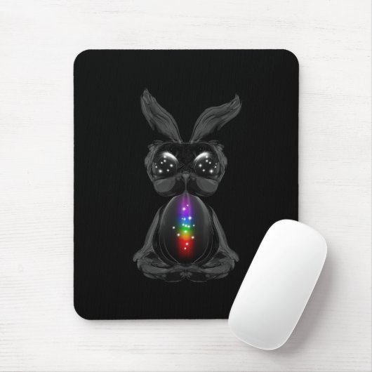 Niedliches Schwarzes Kaninchen mit Chakra-Rainbow- Mousepad (Mit Mouse)