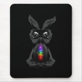 Niedliches Schwarzes Kaninchen mit Chakra-Rainbow- Mousepad (Vorne)
