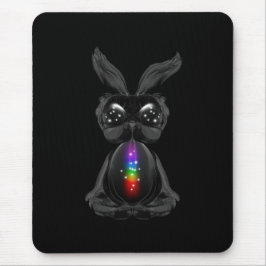 Niedliches Schwarzes Kaninchen mit Chakra-Rainbow- Mousepad
