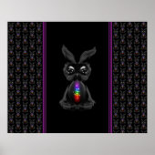 Niedliches Schwarzes Kaninchen mit Chakra-Rainbow- Poster (Vorne)