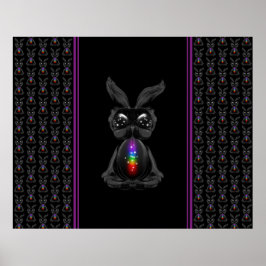Niedliches Schwarzes Kaninchen mit Chakra-Rainbow- Poster