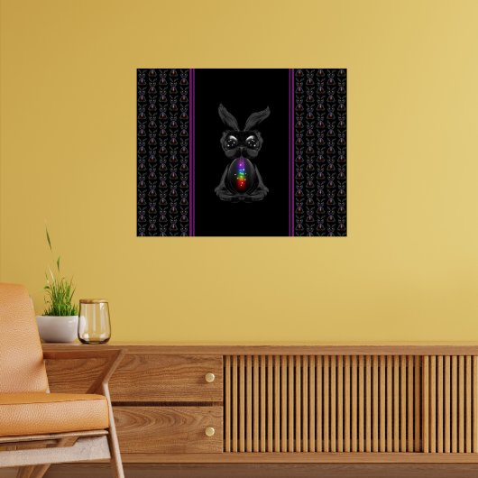 Niedliches Schwarzes Kaninchen mit Chakra-Rainbow- Poster (Wohnzimmer 2)