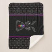 Niedliches Schwarzes Kaninchen mit Chakra-Rainbow- Sherpadecke (Vorderseite)