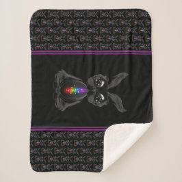 Niedliches Schwarzes Kaninchen mit Chakra-Rainbow- Sherpadecke