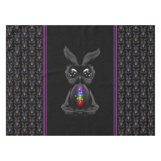 Niedliches Schwarzes Kaninchen mit Chakra-Rainbow- Tischdecke (Vorderseite (Horizontal))