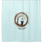 Niedliches Schwarzes Kätzchen beim Stern Duschvorhang (Vorderseite)