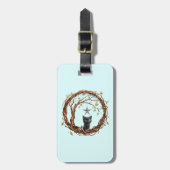 Niedliches Schwarzes Kätzchen beim Stern Gepäckanhänger (Vorderseite vertikal)