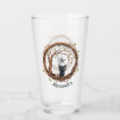 Niedliches Schwarzes Kätzchen beim Stern Glas (Rückseite)