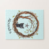 Niedliches Schwarzes Kätzchen beim Stern Puzzle (Horizontal)