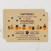 Niedliches schwarzes Kätzchen zwischen Geburtstag  Einladung (Vorne/Hinten)