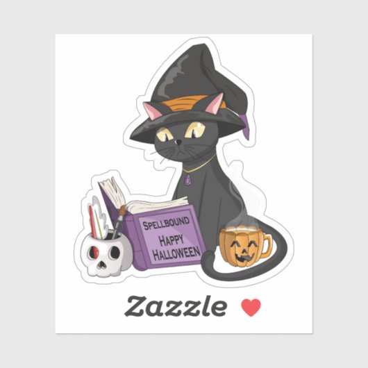 Niedliches Schwarzes Katzen-Hexe-Reading-Zauberbuc Aufkleber (Blatt)