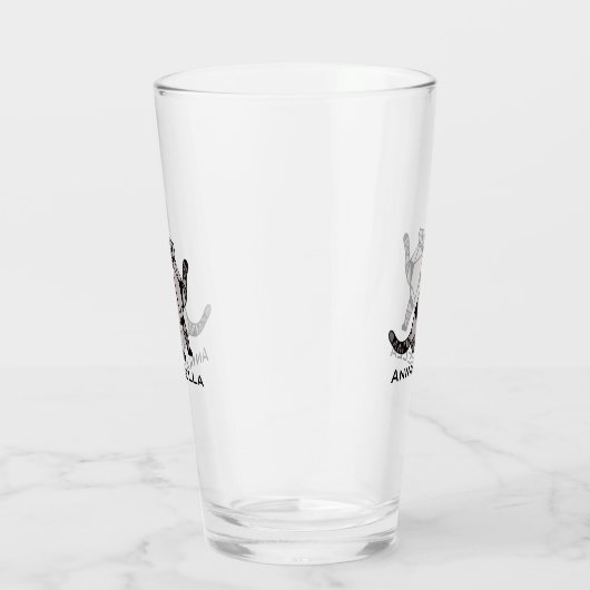 Niedliches Schwarzes Katzen hinzufügen Name Glas (Rechts)