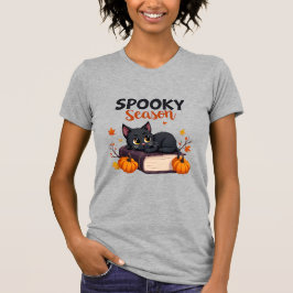 Niedliches Schwarzes Katzen Spooky Jahreszeit Hall T-Shirt