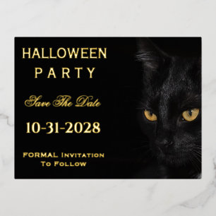 Niedliches Schwarzes Katzenaugen Save the Date Par Folien Feiertagspostkarte