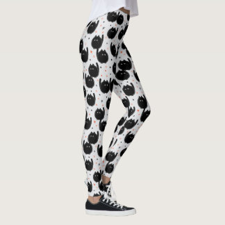 Niedliches schwarzes Katzenmuster weiß Leggings