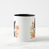 Niedliches Schwarzes Kitten mit Blume Tasse (Zentrum)