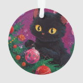 Niedliches Schwarzes Kitten und Weihnachtsbaum Ornament (Rückseite)