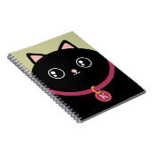 Niedliches schwarzes Kitty-Gesichts-Name-Monogramm Notizblock (Rechte Seite)
