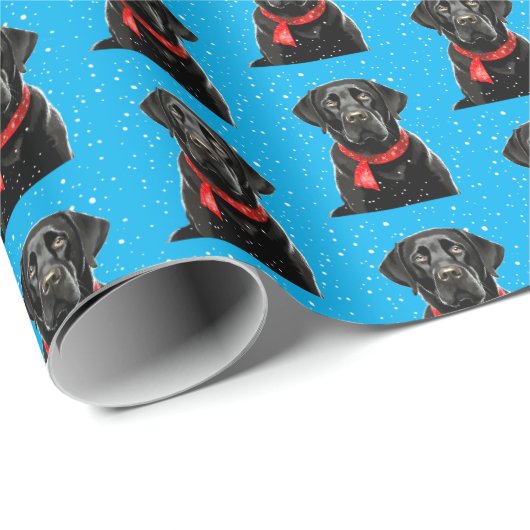 Niedliches schwarzes Labor Labrador Retriever Weih Geschenkpapier (Rolleneckpunkt)