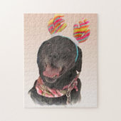 Niedliches Schwarzes Labrador Retriever Dog Puzzle (Vertikal)